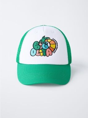 NWT Zara green big olita mesh hat 3-6Y or 6-9Y